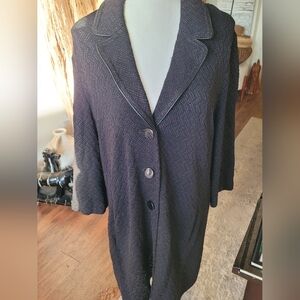 St. John Black and Brown Textured Knit Coat